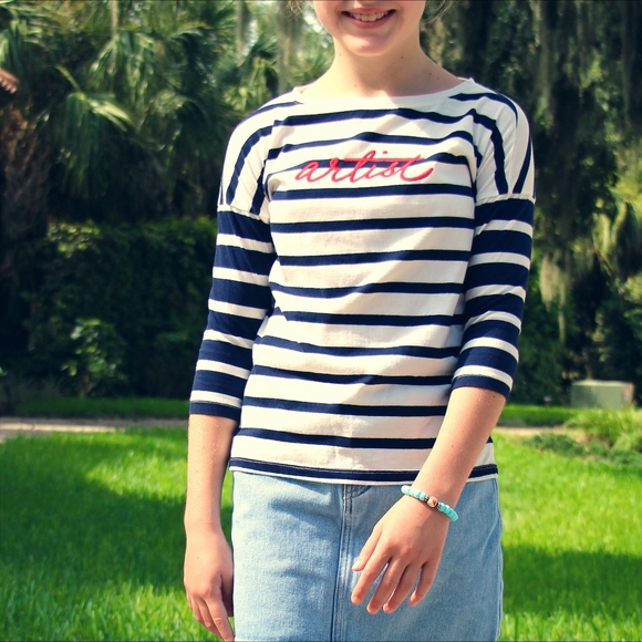 GAP Kids Girls' Three-Quarter Artist Shirt - Picture 1 of 8